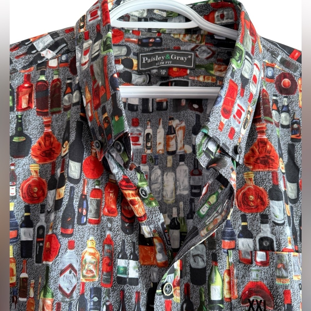 Paisley & Gray Shirt, Slim Fit, Stretch Cotton, Bottle Print, NEW, Sz XXL - Picture 4 of 9